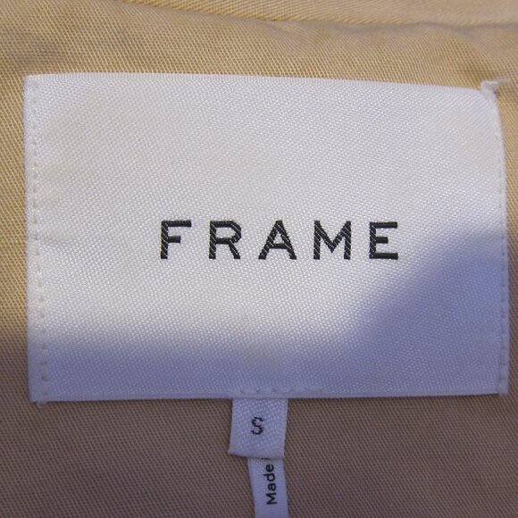 FRAME CROPPED SWING BELTED TRENCH COAT JACKET SAND S - Picture 6 of 11